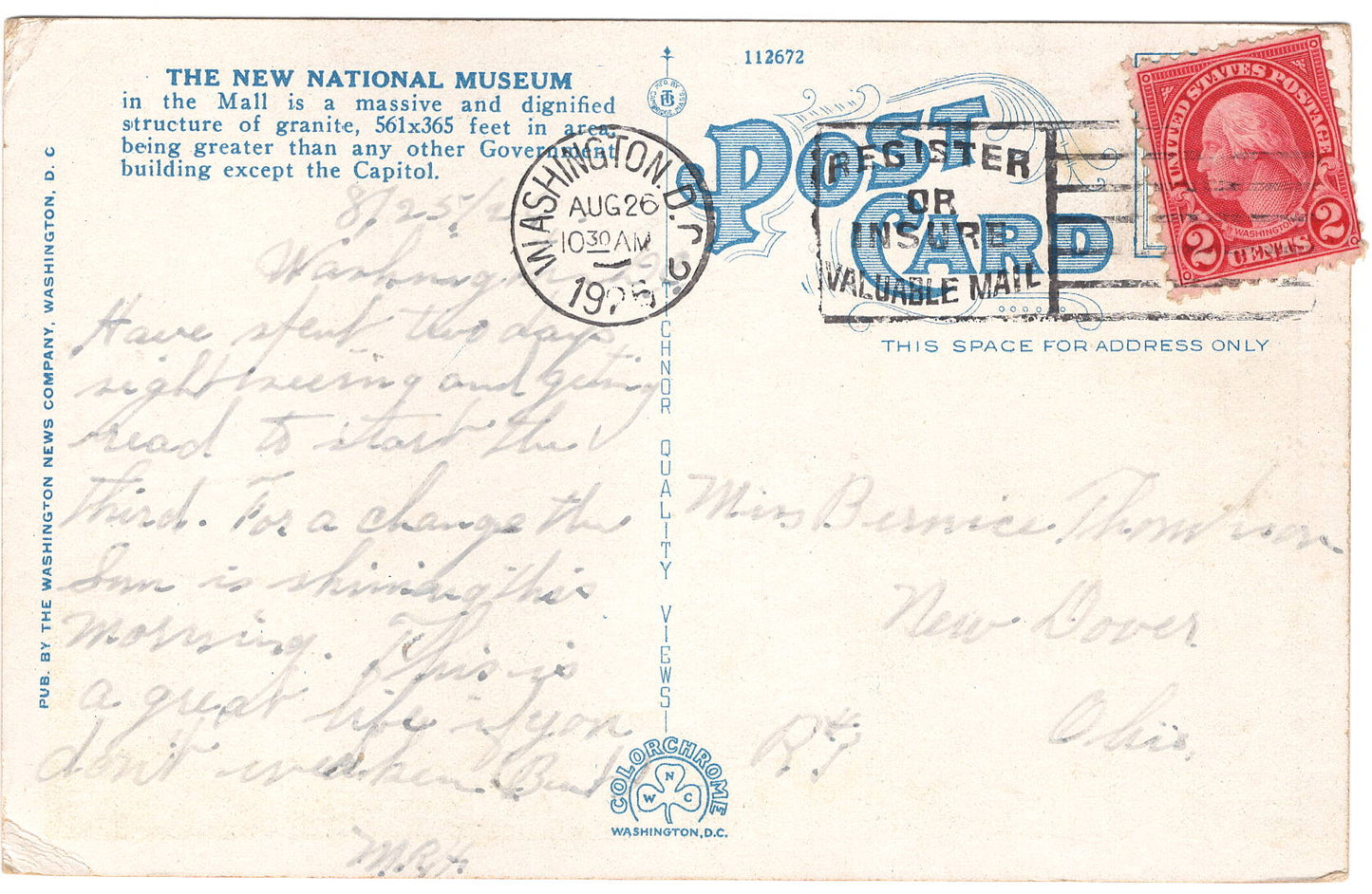 New National Museum Washington D. C. Vintage Postcard